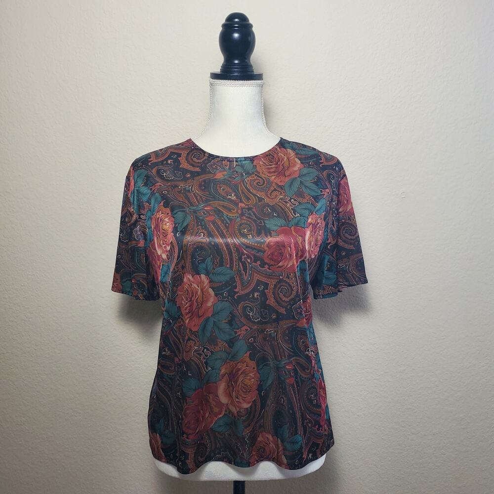 Dina Ariel Paisley Floral Sheer Top Medium